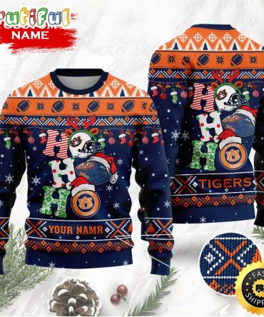 Ncaa Auburn Tigers Ugly Christmas Sweater Custom Name Wool Sweater