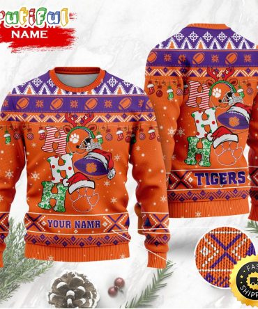 Ncaa Clemson Tigers Ugly Christmas Sweater Custom Name Wool Sweater