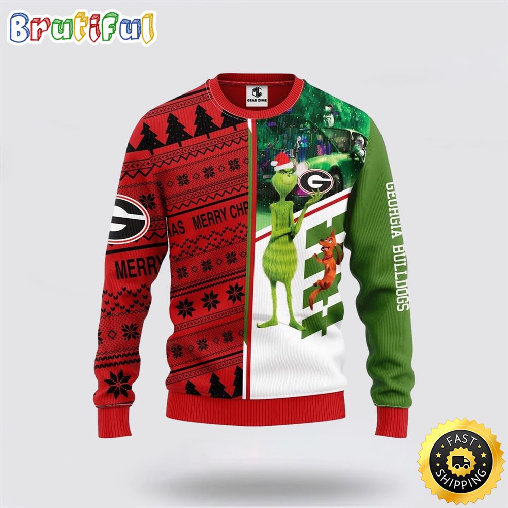 Ncaa Georgia Bulldogs Christmas Ugly Christmas Sweater Grinch And Scooby-Doo Gift For Football Fans