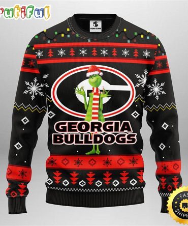 Ncaa Georgia Bulldogs Christmas Ugly Christmas Sweater Print Funny Grinch Gift For Football Fans