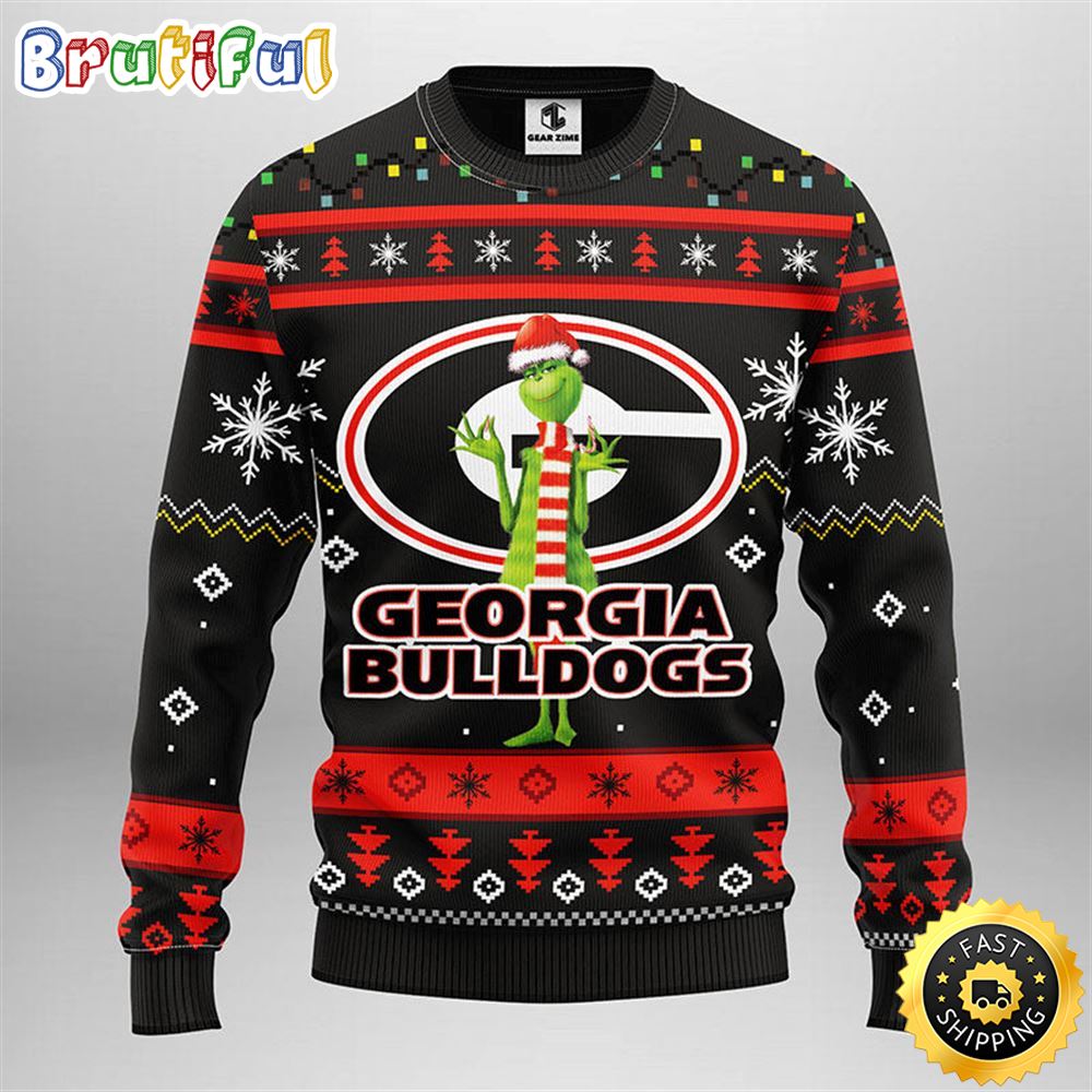 Ncaa Georgia Bulldogs Christmas Ugly Christmas Sweater Print Funny Grinch Gift For Football Fans
