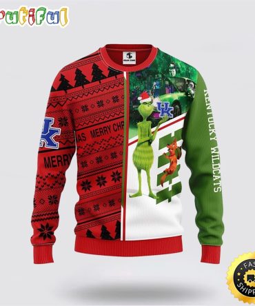 Ncaa Kentucky Wildcats Christmas Ugly Christmas Sweater Grinch And Scooby-Doo Gift For Football Fans
