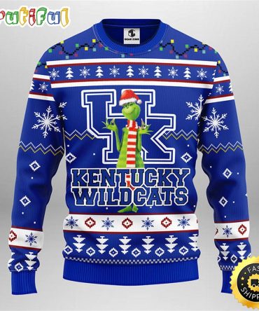 Ncaa Kentucky Wildcats Ugly Christmas Sweater Print Funny Grinch Gift For Football Fans