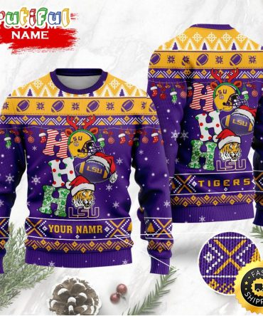 Ncaa Lsu Tigers Ugly Christmas Sweater Custom Name Wool Sweater