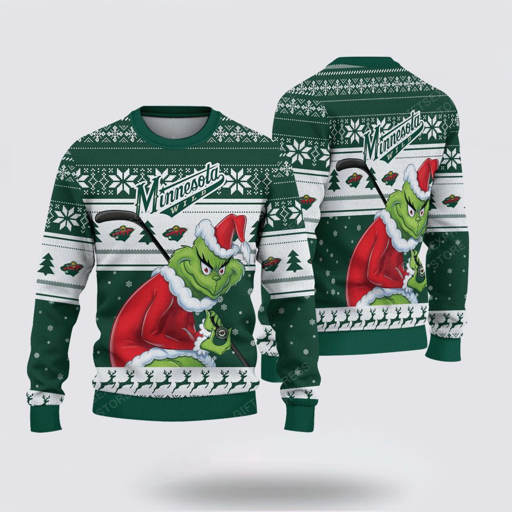 Ncaa Minnesota Wild Ugly Christmas Sweater Grinch Funny Christmas Football Sweater - Image 2
