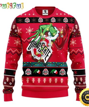 Ncaa Ohio State Buckeyes Ugly Christmas Sweater Grinch Gift For Football Fans