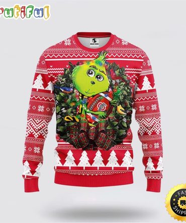 Ncaa Ohio State Buckeyes Ugly Christmas Sweater Grinch Hug Xmas Day Gift For Football Fans