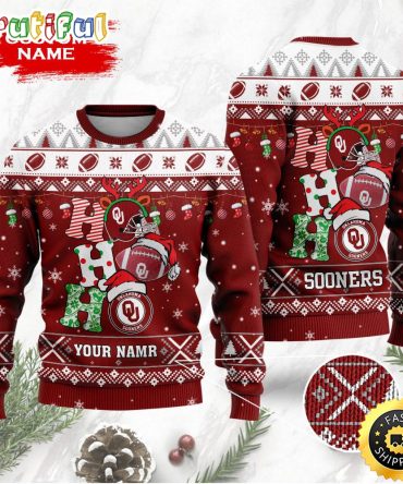 Ncaa Oklahoma Sooners Ugly Christmas Sweater Custom Name Wool Sweater