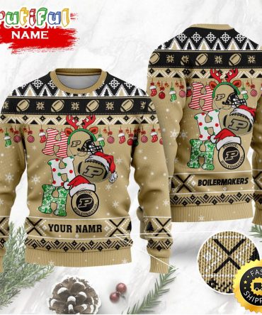 Ncaa Purdue Boilermakers Ugly Christmas Sweater Custom Name Wool Sweater