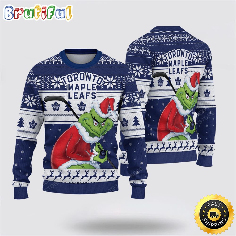 Ncaa Toronto Maple Leafs Ugly Christmas Sweater Grinch Funny Christmas Football Sweater