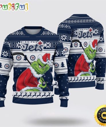 Ncaa Winnipeg Jets Ugly Christmas Sweater Grinch Funny Christmas Football Sweater