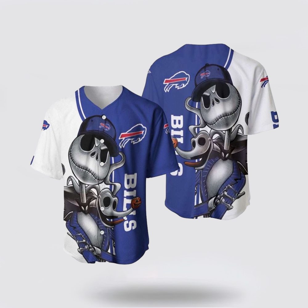 Nfl Buffalo Bills Baseball Jersey Jack Skellington And Zero Perfect Your Team Pride In Laid Back Fashion