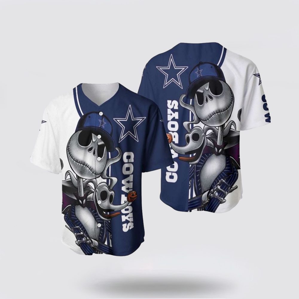 Nfl Dallas Cowboys Baseball Jersey Jack Skellington And Zero Perfect Your Team Pride In Laid Back Fashion