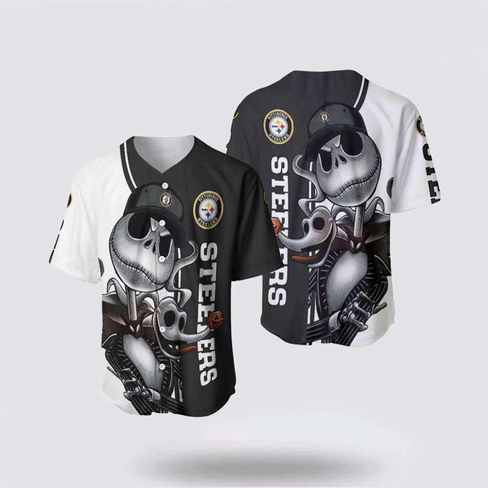 Nfl Pittsburgh Steelers Baseball Jersey Jack Skellington And Zero Perfect Your Team Pride In Laid Back Fashion