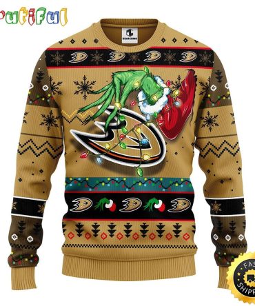 Nhl Anaheim Ducks Ugly Christmas Sweater Grinch Gift For Hockey Fans