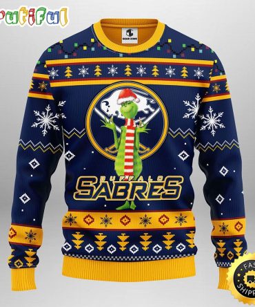 Nhl Buffalo Sabres Ugly Christmas Sweater Print Funny Grinch Gift For Hockey Fans