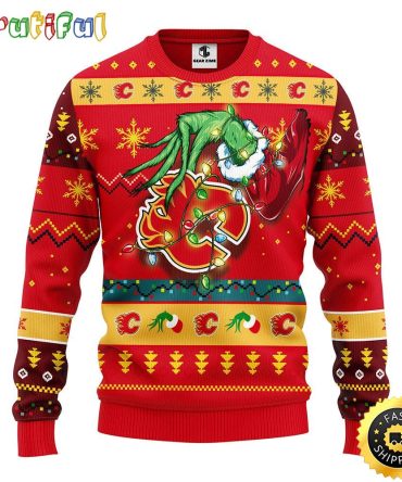 Nhl Calgary Flames Ugly Christmas Sweater Grinch Gift For Hockey Fans