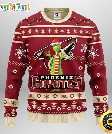 Nhl Phoenix Coyotes Ugly Christmas Sweater Print Funny Grinch Gift For Hockey Fans