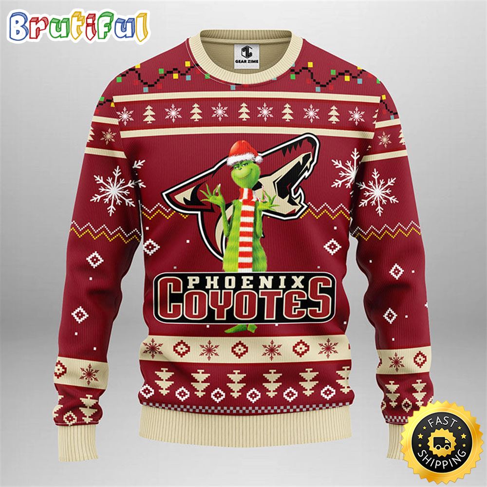 Nhl Phoenix Coyotes Ugly Christmas Sweater Print Funny Grinch Gift For Hockey Fans