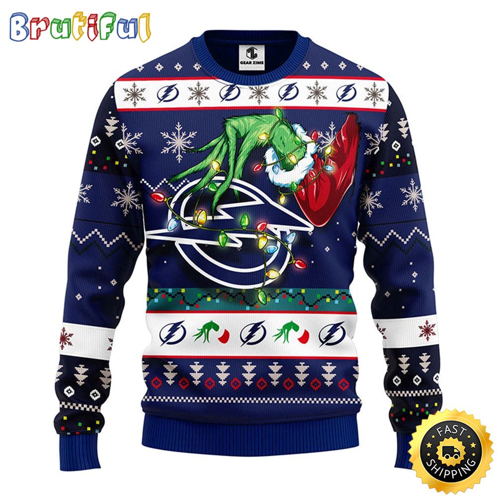 Nhl Tampa Bay Lightning Ugly Christmas Sweater Grinch Gift For Hockey Fans