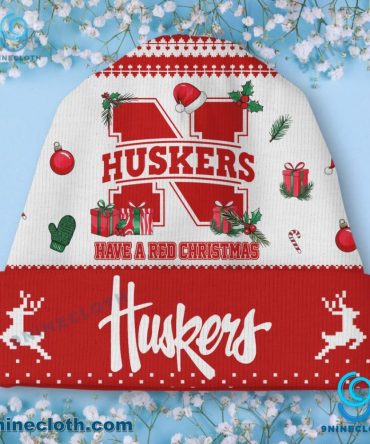 Nebraska Huskers Have A Red Christmas Beanie Hat