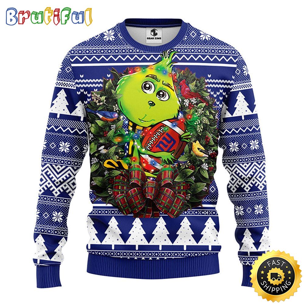 New York Giants Christmas Ugly Christmas Sweater Grinch Hug Xmas Day Show Your Team Spirit
