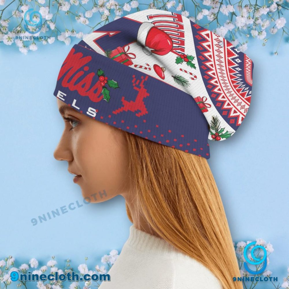 Ole Miss Rebels Hotty Toddy Christmas Beanie Hat - Image 3