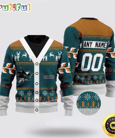 Personalized Nhl San Jose Sharks Elk Pattern Ugly Christmas Sweater Perfect Gift For Football Fans