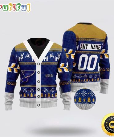 Personalized Nhl St. Louis Blues Elk Pattern Ugly Christmas Sweater Perfect Gift For Football Fans