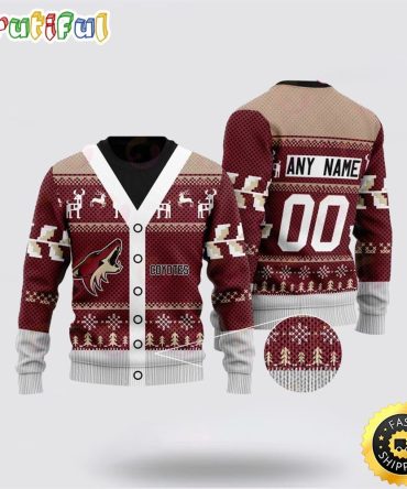 Personalized Nhl Arizona Coyotes Elk Pattern Ugly Christmas Sweater Perfect Gift For Football Fans