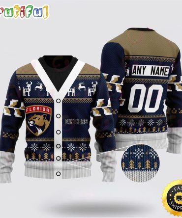 Personalized Nhl Florida Panthers Elk Pattern Ugly Christmas Sweater Perfect Gift For Football Fans