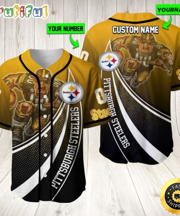 Personalized Nfl Pittsburgh Steelers Baseball Jersey Mascot Art