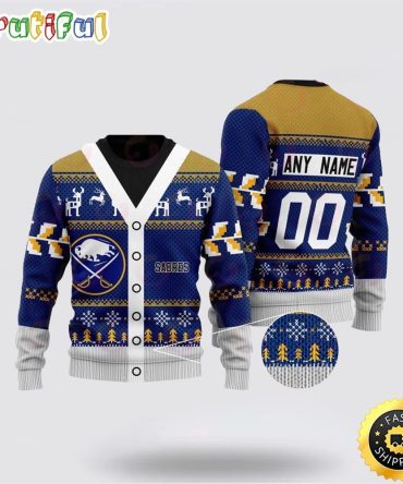 Personalized Nhl Buffalo Sabres Elk Pattern Ugly Christmas Sweater Perfect Gift For Football Fans
