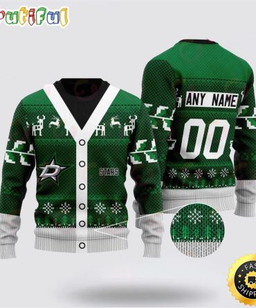Personalized Nhl Dallas Stars Elk Pattern Ugly Christmas Sweater Perfect Gift For Football Fans
