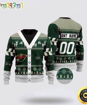 Personalized Nhl Minnesota Wild Elk Pattern Ugly Christmas Sweater Perfect Gift For Football Fans