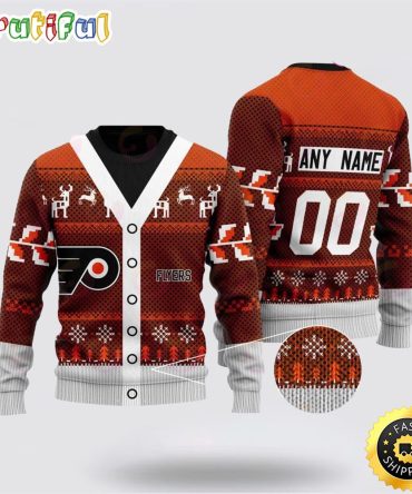 Personalized Nhl Philadelphia Flyers Elk Pattern Ugly Christmas Sweater Perfect Gift For Football Fans