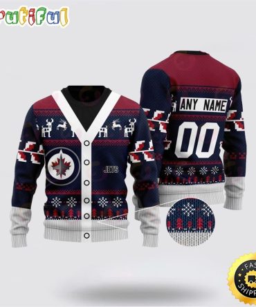 Personalized Nhl Winnipeg Jets Elk Pattern Ugly Christmas Sweater Perfect Gift For Football Fans