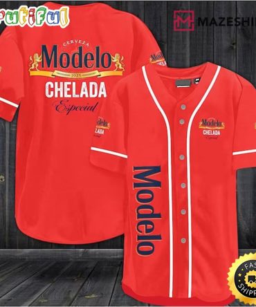 Red Modelo Beer Baseball Jersey