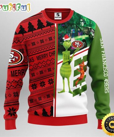 San Francisco 49Ers Christmas Ugly Christmas Sweater Grinch And Scooby-Doo Show Your Team Spirit