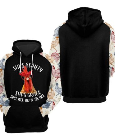 Chicken Hoodie Chicken She'S Beauty She'S Grace Hoodie Black Unisex