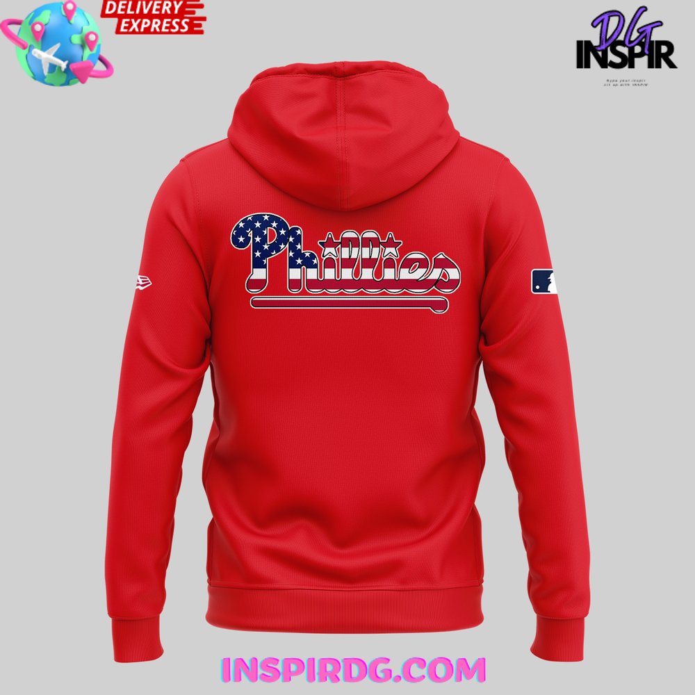 Special Fourth Of July Philadelphia Phillies Red Hoodie - Image 3