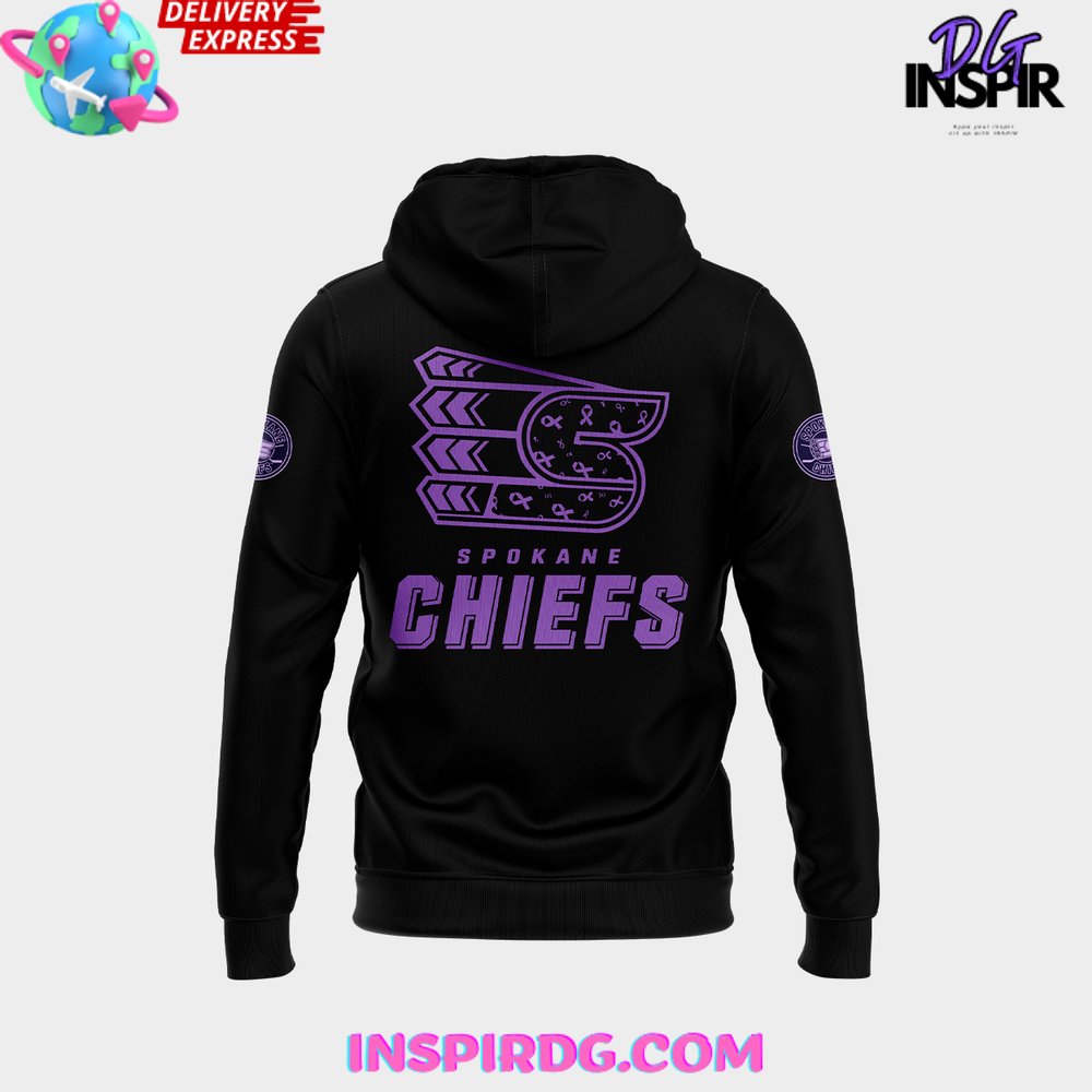 Spokane Chiefs Hockey Fight Cancer 2024 Hoodie - Image 3