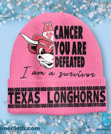 Texas Longhorns Cancer You Are Defeated I Am A Survivor Beanie Hat