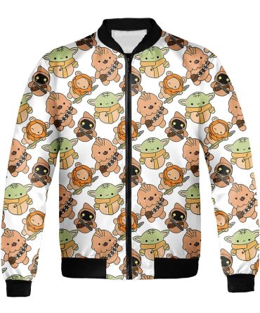Star Wars Bomber Jacket Baby Grogu Chewbacca Pattern Bomber Colorful Unisex Jacket Jacket