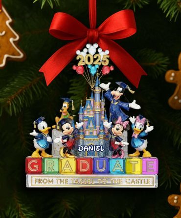 Celebrate Your Graduation Journey - Personalized Christmas Graduate Castle Ornament