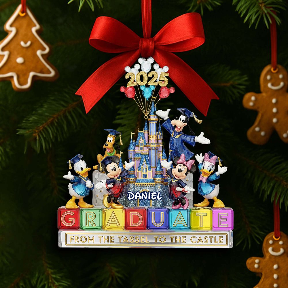 Celebrate Your Graduation Journey - Personalized Christmas Graduate Castle Ornament