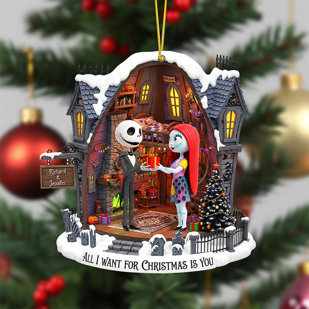 All I Want For Christmas Is You - Spooky Couple Christmas Ornament - Personalized Gift For Couples - Image 3