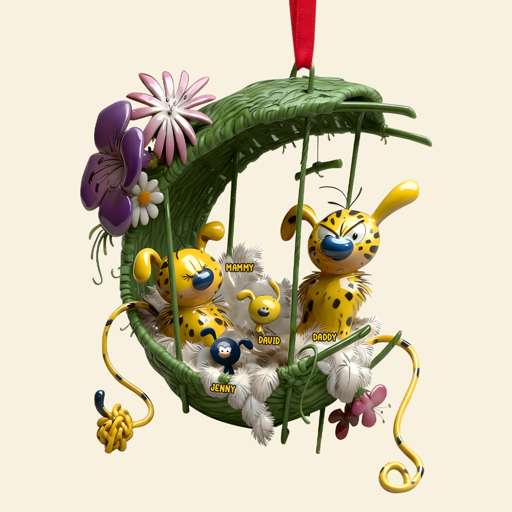 Bring Home The Joy With Our Cozy Spotted Yellow Monkey Family Ornament - Personalized Family Gift For Moms, Dads, And Kids - Image 4