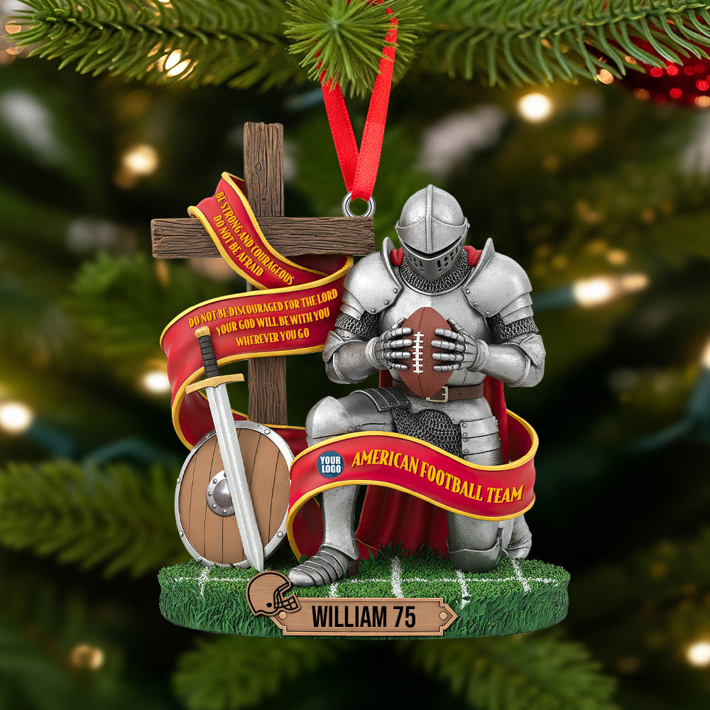 “Be Strong And Courageous” - Personalized Christmas Football Ornament For Christians - Meaningful Gift For Friends, Family, And Sports Enthusiasts