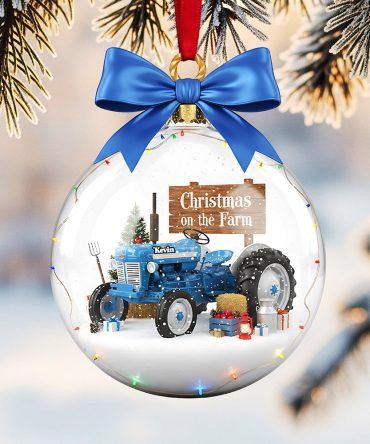 “Celebrate Christmas On The Farm!” - Farm Tractors Acrylic Ornament, Custom Personalized Gift For Friends, Family, And Farming Enthusiasts